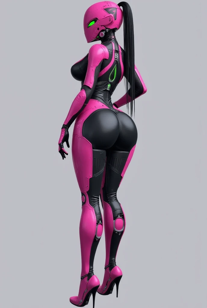 Japan Girl、23years old、Body shape of gymnasts、small but well-shaped breasts,、nippless、((Full body like、The whole body is upright、Oblique back view))、(((Fluorescent green bodysuit covering the whole body、long Leather boots、 Worldview of cybernetics))、glossy maroon short hair、Looking at the camera、二重まぶた、A slight smil、sexy lip、perfect buttocks、radiant eyes、shinny skin、realisitic、The perfect female figure、Constricted waist 、Background of cybernetics、realistic representation of face、（top-quality、Nikon RAW Photos、8 K、Kodachrome、​masterpiece、超A high resolution）