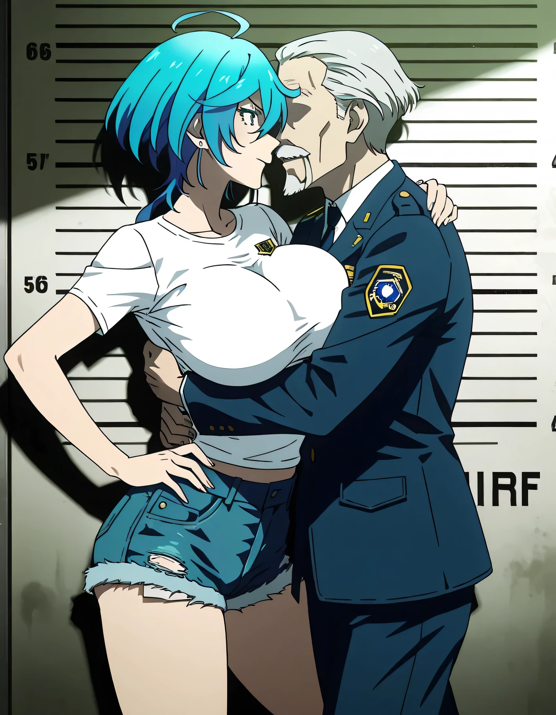 NSFW,masterpiece,Highest quality,High resolution,Very detailed,Sinon\(Sword Art Online\),Police Officer,Female police officer,mini skirt,pantyhose,blush,(Scary-faced man),(Have sex),Insert,Creampie,Night Park,Unpopular place,Cleavage