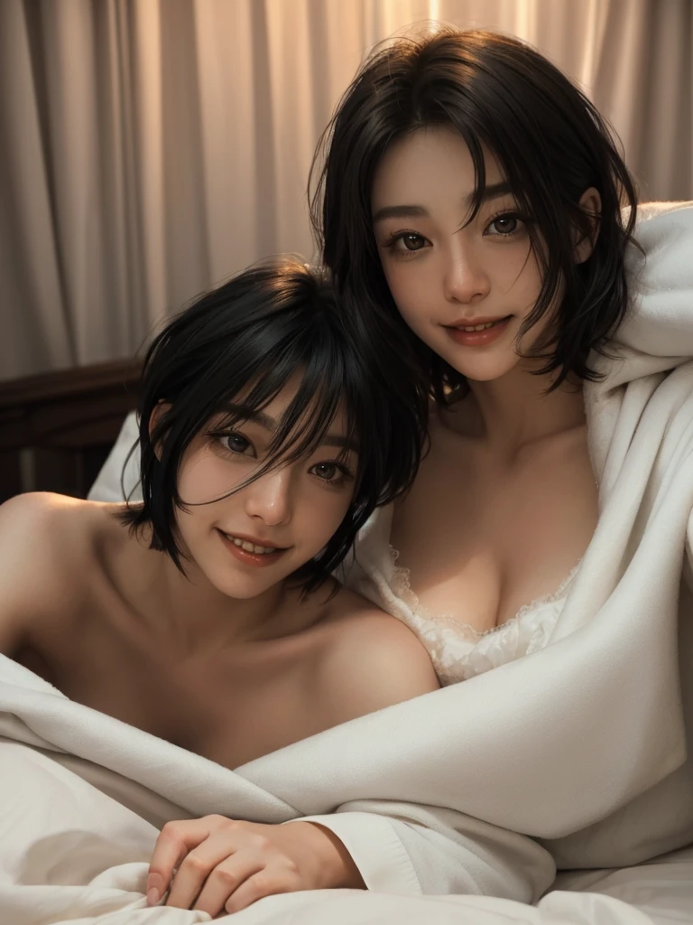 8k, 美しく成熟したTwo Women, Two Women, 55-year-old Japanese woman, Married women, ring, Fine Lines, Long eyelashes, Wearing glasses, Sparkling eyes, Short Bob Hair, Red lipstick, Pink Cheeks, eye shadow, Large Breasts, Pearl Necklace, Completely naked, nude, functional, Browsing Caution, Lesbian, Sex, hard Sex, Hugging from behind and grabbing your chest, Deep Kiss, Pussy juice