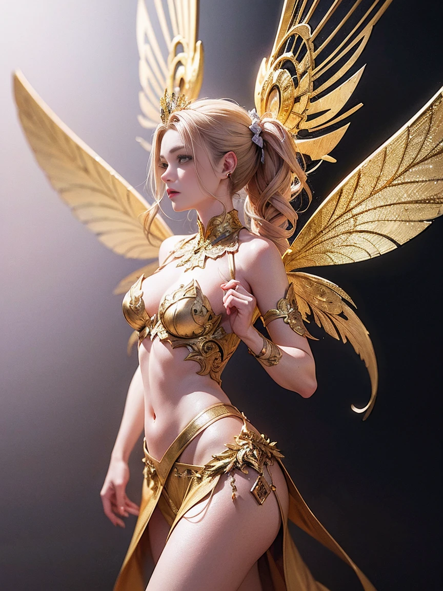 A beautiful fairy phoenix, a cute woman with flame feather sexy outfit, flaming hair, flaming moth wings, flitting away from a candle in a dim wizard's laboratory, high fantasy, masterpiece, 8k, photorealistic, cinematic lighting, dramatic colors, intricate details, ethereal atmosphere, glowing feathers, mesmerizing eyes, delicate features, graceful pose, magical energy, enchanting environment, mysterious laboratory, flickering candle, dark shadows, atmospheric lighting