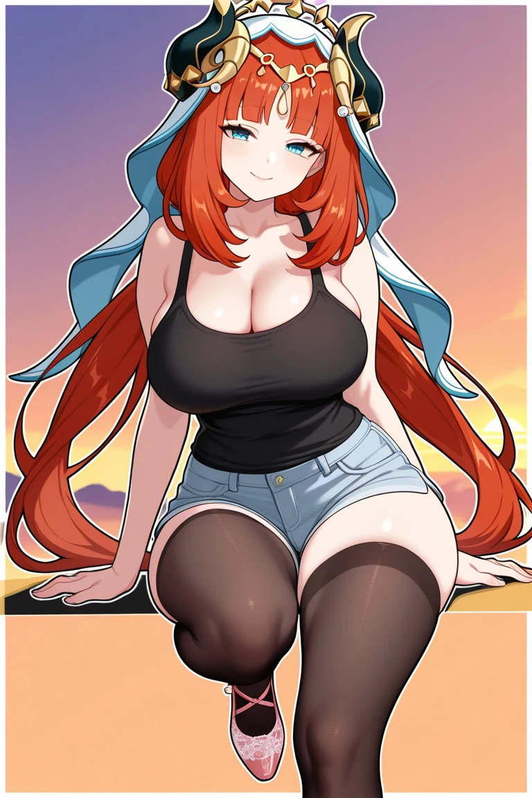 Shark girl, very sexy, big breasts, Denim short, white bra, shorts