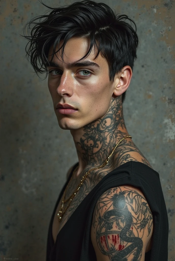 Young Guy with Noose Tattoo on His Neck