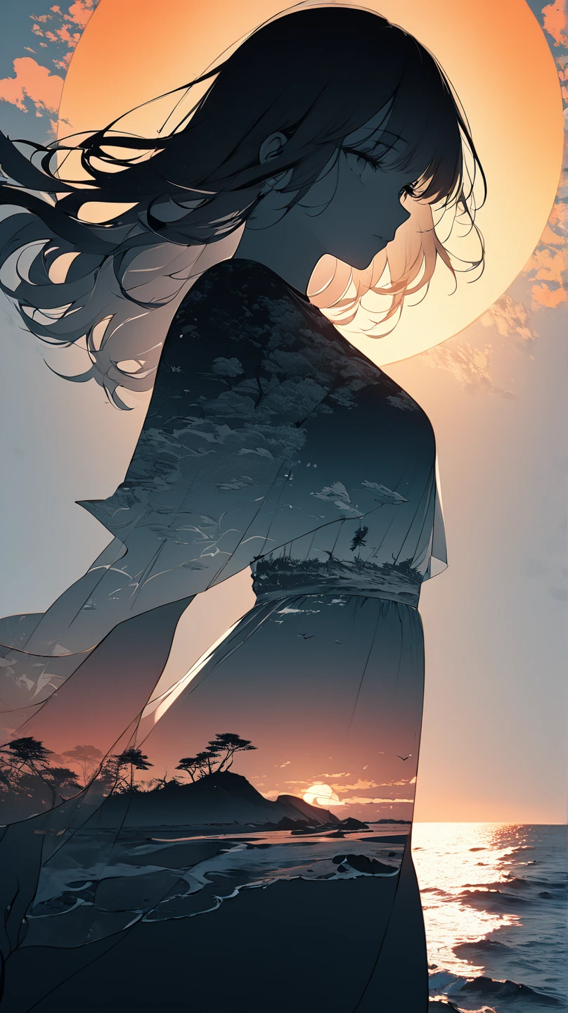 Depicting events in a dream、be on the moon and see earth、 Translucent girl、Earth's light passes through your body、((Super multiple exposure where the background passes through the body))、I can see your beautiful feet、full body Esbian、Earth can be seen in the background
