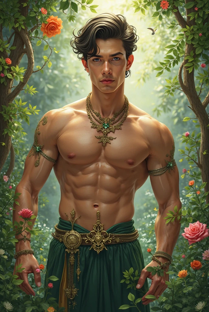 Prince man with purple eyes and gray hair (aesthetic) , that the prince is very attractive (beautiful, handsome in face and body), and that he is in wonderland 