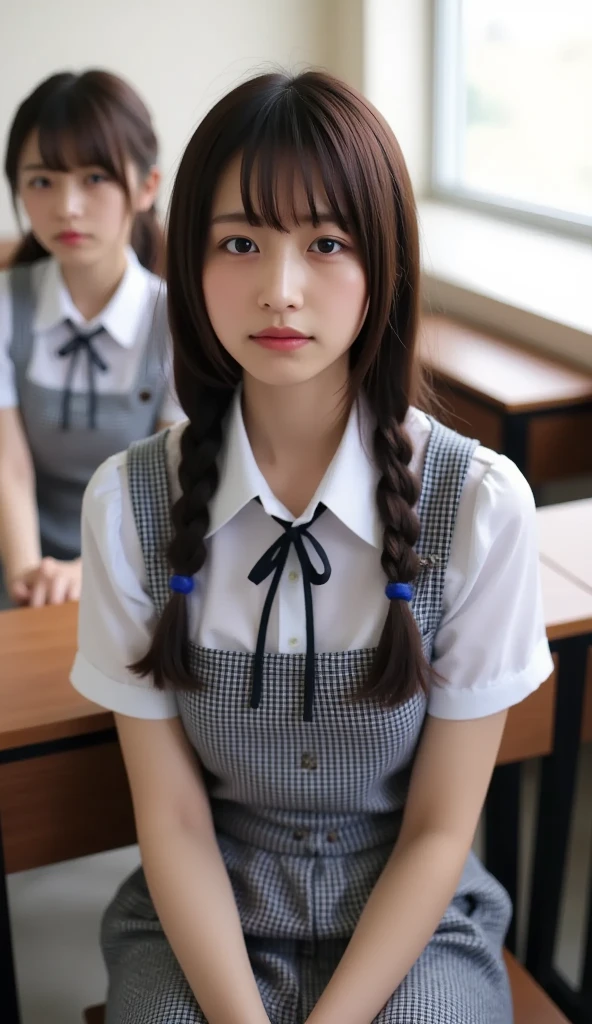 10 year old Asian girl in asian school outfit, in Asian school