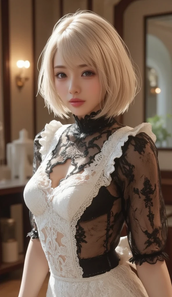 Highest quality, shape, Very detailed, finely, High resolution, 8k wallpaper, 完璧なダイナミックな構shape, Beautiful and beautiful eyes, Short Bob Hair,blonde inner hair,Natural color lip, Bold sexy pose,20-year-old girl、cute、Subjects striking sexy poses for the camera、(masterpiece:1.2), Highest quality, (shape:1.2), (Very detailed), Hyper Details, (delicate), (Intricate details), (Cinematic Light, Highest quality Backlights), Delete a row, soloist, Perfect body, (1 girl), Anime girl with clear black eyes and light hair,Beautiful, narrow eyes、 black gothic dress, (Compensate), High Contrast, (Better lighting, Very creative and beautiful), (Cinematic Light), flashy、whole body、Emphasize good style、((Wallpaper 8k)), ((Surreal)), ((Quality in every detail:1.2)), 1 girl, Kind eyes、Fuller lips