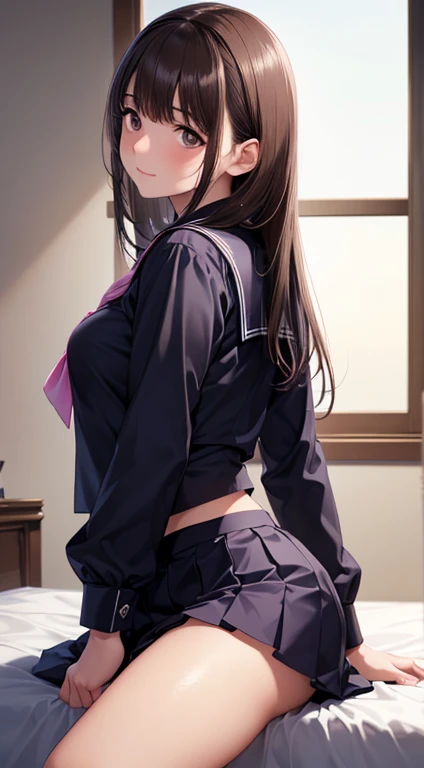 Sailor suit、Panties in full view、stripes々Panties、Big Breasts、beautiful girl、From the back