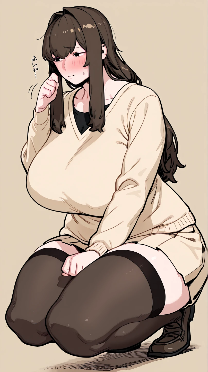 1girl in,Heart-shaped pupil,Fingernails,hands on own face,Brown hair,Purple eyes,(blush:1.1),Choker,Upper body,trembling,Sweat,droolng,(SPEEDLINE:1.1),Huge breasts,I don't wear clothes ((Heavy breathing:1.3)), Koi,, large areola , Exposed nipples、Smile