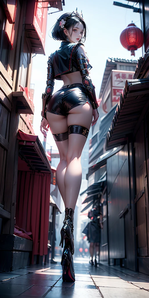 giantess art, highly detailed giantess shot, der riese, Beautiful girl wearing a huge swimsuit, Shorthair, Giant woman bigger than a skyscraper, Wearing rimless glasses, Colossal tits, Big ass, Futanari, Giant Root, Erect , very small metropolis, miniature metropolis, Full body depiction, The clothes you take off are hung on the building.., nffsw, der riese, Small town,micro city,