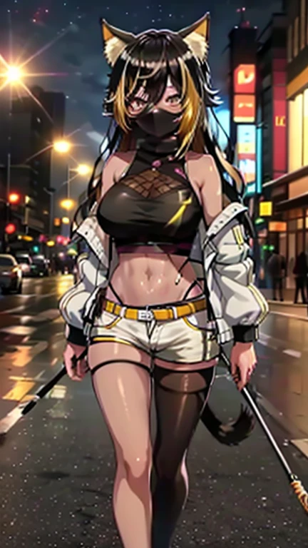 1girl,yellow eyes,large breasts,long hair,blue hair,hair between eyes, necklace, masterpiece, best quality, highly detailed, a girls with a gun, evil smile , open mouth, sexy gaze, badass
pose , evil smile, smile, (nsfw) not safe for work, guns blazing, anime girl with long hair, beautiful long
haired girl, navel, evil expression, exposed belly, exposed navel, exposed midriff, exposed lower belly,
long black pants, crop top, cleavage, unbuttoned leather pants ,open fly, low rise black leather pants,
leather jacket, holding a gun, outdoor,street,road,navel piercing