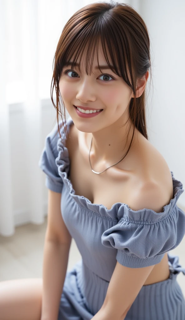 ((Highest quality, 8K, masterpiece: 1.3)), sharp: 1.2, Perfect Body Beauty: 1.4, Slim Abs: 1.2, ((Layered Hairstyles, Big Breasts: 1.2)), (Off the shoulder: 1.2), (nude: 1.2), Face close-up: 1.5, Highly detailed face and skin texture, Beautiful Eyes, double eyelid, Side view of the camera