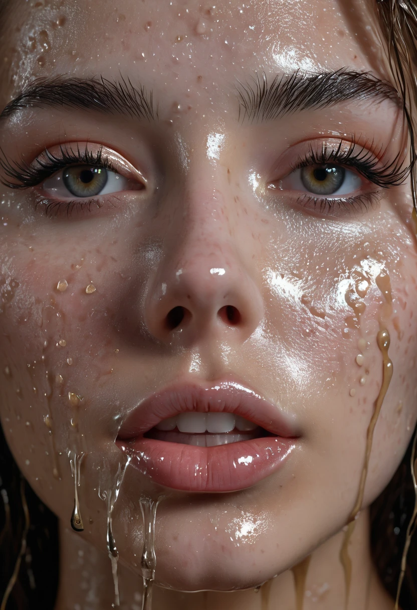 photography of a 11yo woman, perfect face, masterpiece, ((best quality)), ((masterpiece)), (detailed), perfect face messy sweaty naked beautiful girl hair face drenched in cum laying down face completely splattered in cum skinny body beautiful eyes every inch of her face and hair completely drenched in cum legs spread