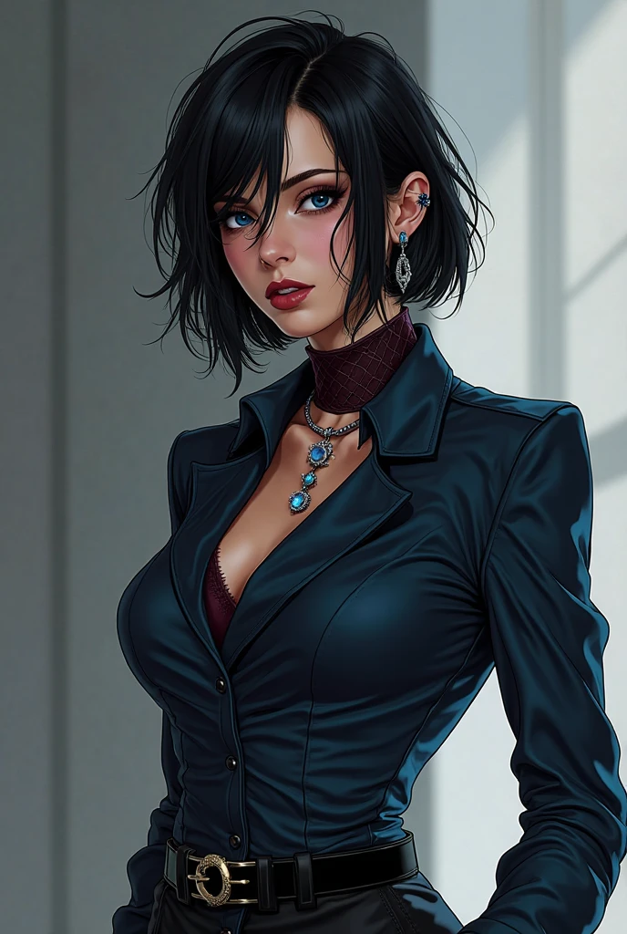 sitting at the bar in a nightclub、Portrait of Elexi Sinclair wearing an S jacket, Wicked Smile, (masterpiece) (Highest quality) (detailed) (8k) (High resolution) (wallpaper) (Cinema Lighting) (Sharp focus) (Complex)