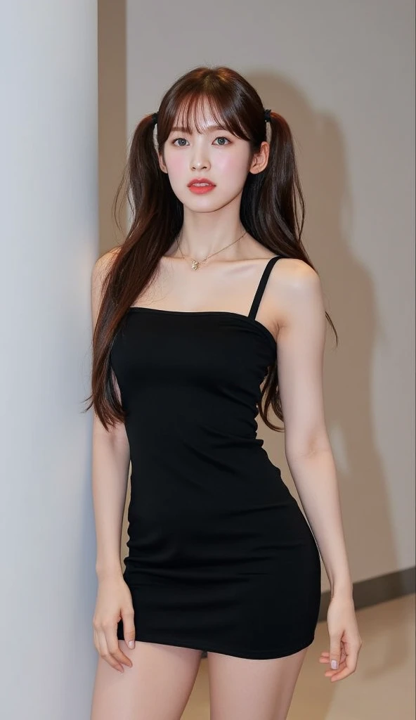 1 Girl,corridor,Soft Light,Chinese Beauty,Tight Fit,dress,Dark-haired,long hair,