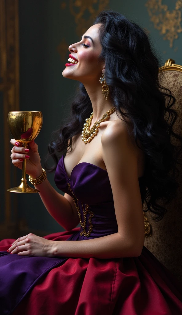 Aphrodite and Hathor both renowned goddesses ociated with beauty love and pleasure. Come together to indulge in the art of wine tasting. They are dressed in elegant flowing gowns exuding grace and sophistication. Aphrodite with her radiant beauty and charm holds a delicate crystal wine glass. Her long flowing hair cascades down her shoulders. Her eyes sparkle with excitement as she takes in the bouquet of the wine savoring its aromas and flavors. Beside her Hathor the goddess of joy and celebration. With her vibrant energy and infectious laughter she raises her glass a toast eager to explore the exquisite flavors of the wine. Insane wine tasting vibe