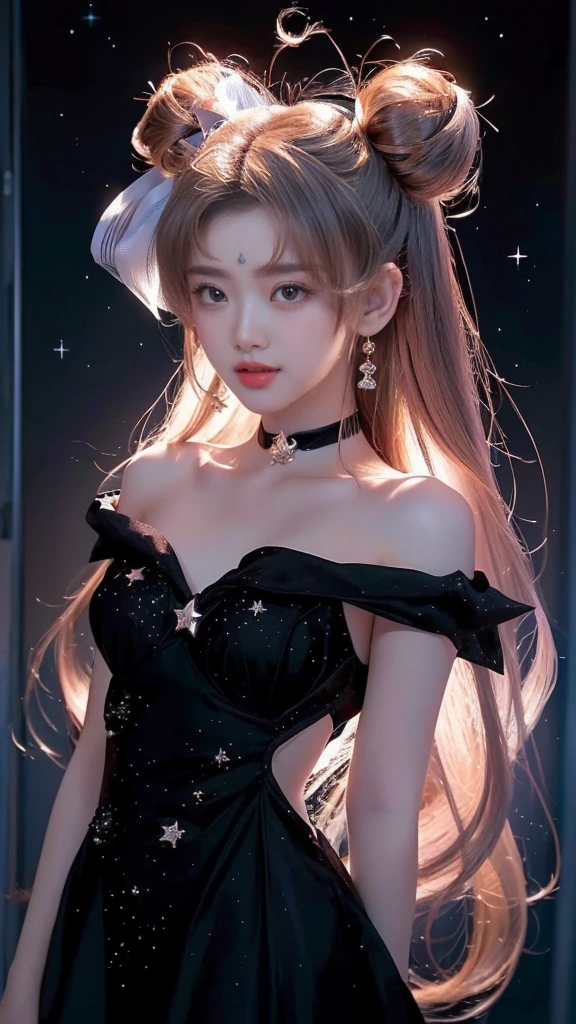 dress,animal ears,thighhighs,twintails,apron,cosplay,frilled choker, Beautiful dance dynamics, Sitting，Long legs , ((Flowing long hair))Official Art , Unity8k Wallpaper , Extremely detailed , Visible cleavage, Pretty and beautiful , Sexy long legs, masterpiece , best quality ,Practical, Very detailed illustrations ,Extremely detailed , Intricate details , Extremely complex and detailed , Very detailed 8KCG wallpaper , Caustics .reflection , Ray Tracing , Devil Theme ,nebula ,Dark aura, Network Effects , (1 Girl)Solitary , 小蓝Butterfly , Dozens of monarch butterflies around , (Blue plasma flame , (insect , Butterfly)) 圣光Butterfly天使 , Butterfly翅膀 , Pastel tones in Rococo style ,Light white and light dark red , Incredibly beautiful , Cherry blossoms , Surrealism ,painting , Ethereal , Mixing reality and fantasy elements ,Ray Tracing , Complex patterns , Delicate lines , Perfect your hands, Starry Sky , rich and colorful , Star