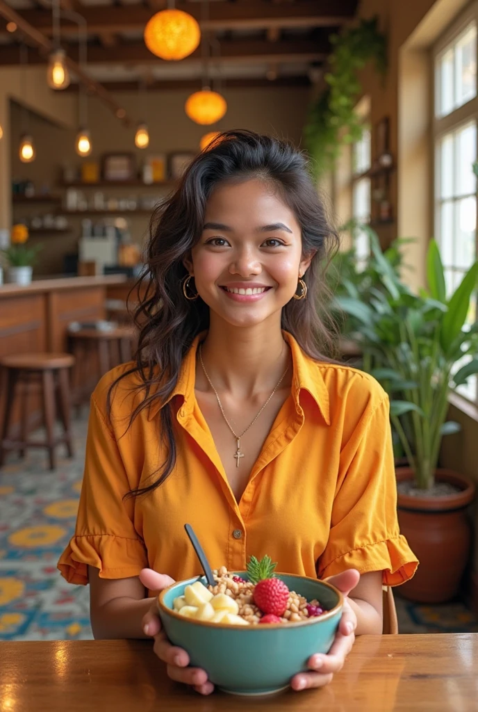 smiling person in a green kitchen