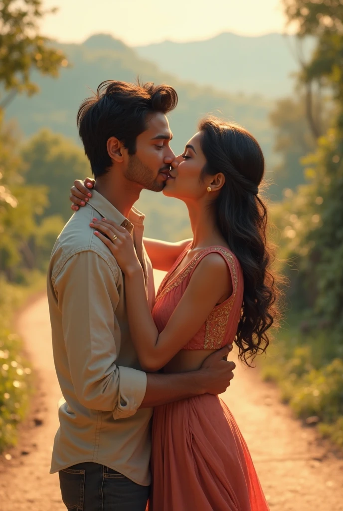 Genera una foto animada de un beso que embaraza