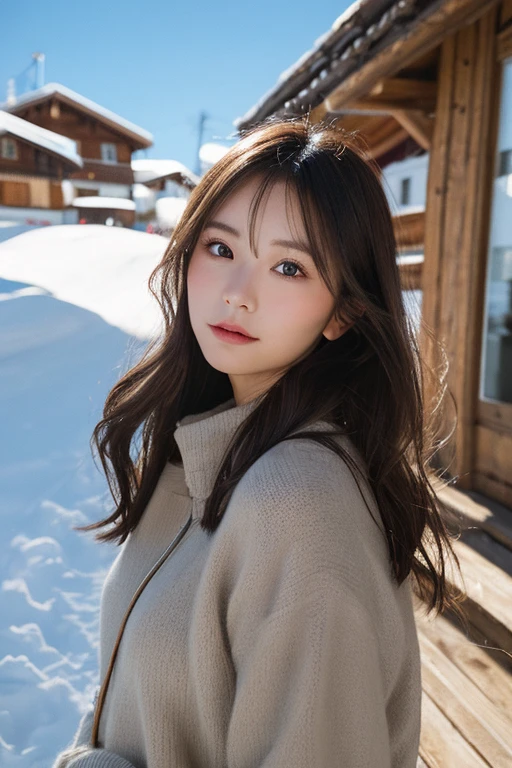 Waiting for winter Beautiful and slender in her 30s