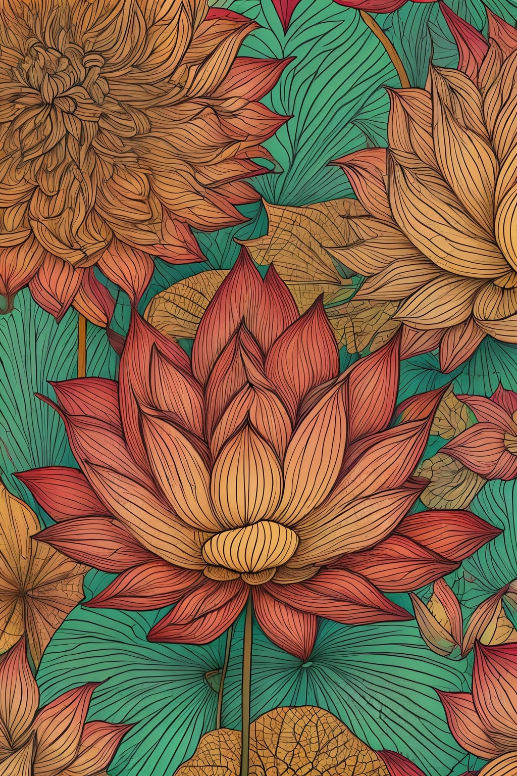 no people,Lotus flower、spiritual、fine pattern、ethnic