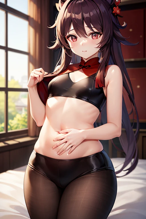 (masterpiece), best quality, ultra-detailed, extremely detailed CG unity 8k wallpaper,brave smile,sexy back,taut ass,(1girl),flashy hairstyle,brown skin,school uniform,beautiful body line, (F cup + chest visible + see-through lingerie: 1.2), buggy socks, loafers, tan marks, (embarrassed facial expression + cheeky smile + blush: 1.3),see-through lace pants,high saturation,intense rays,bokeh,watercolor