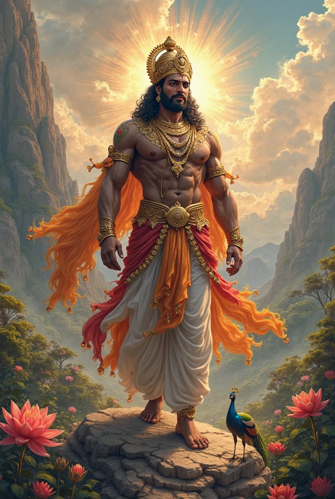 The historical god of India whose form is like Krishna and who lives in heaven. in male version with shinning face
or face not visible