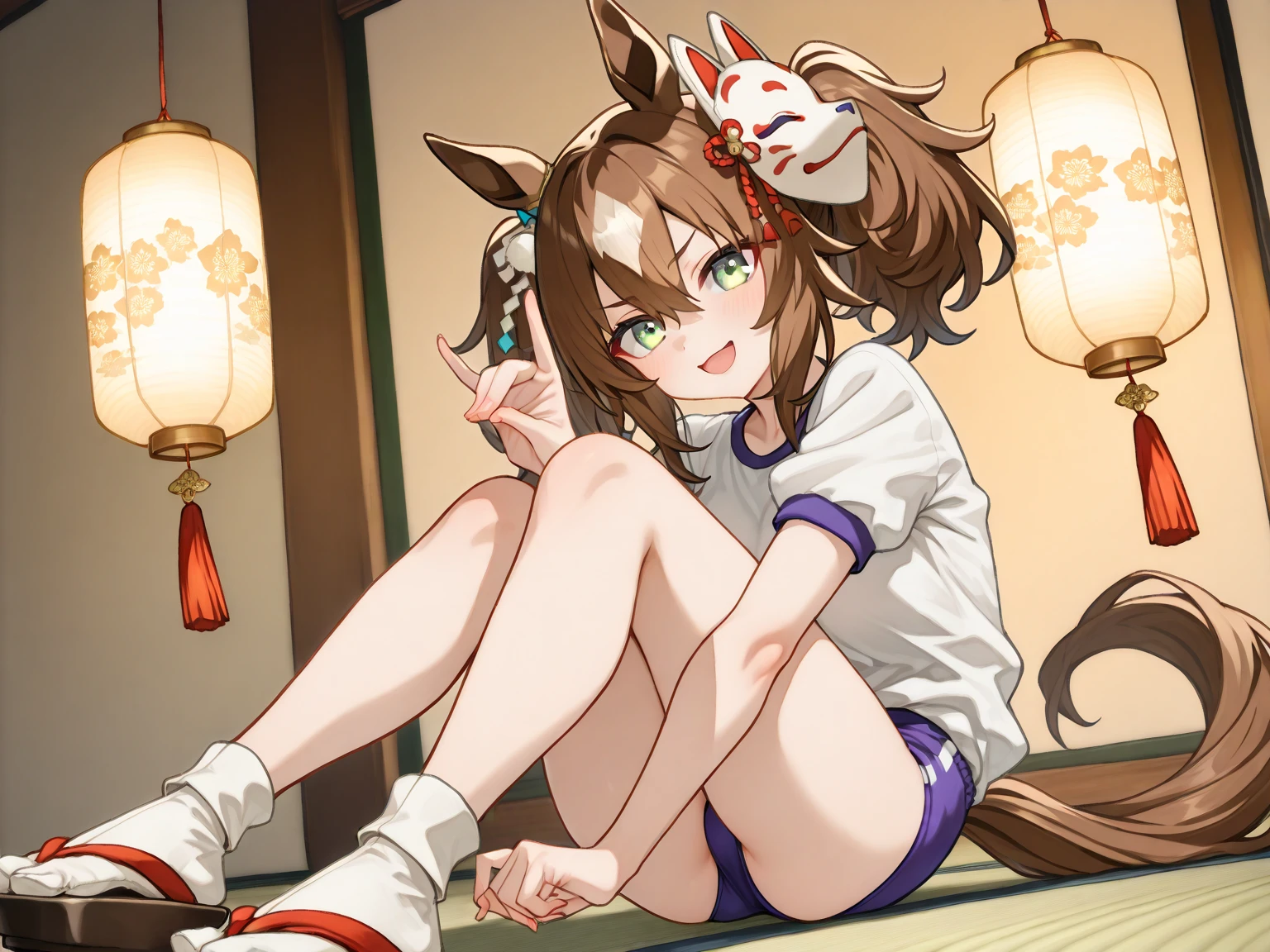   Female  skinny flat Fox wearing Chinese dress in the moonlight 