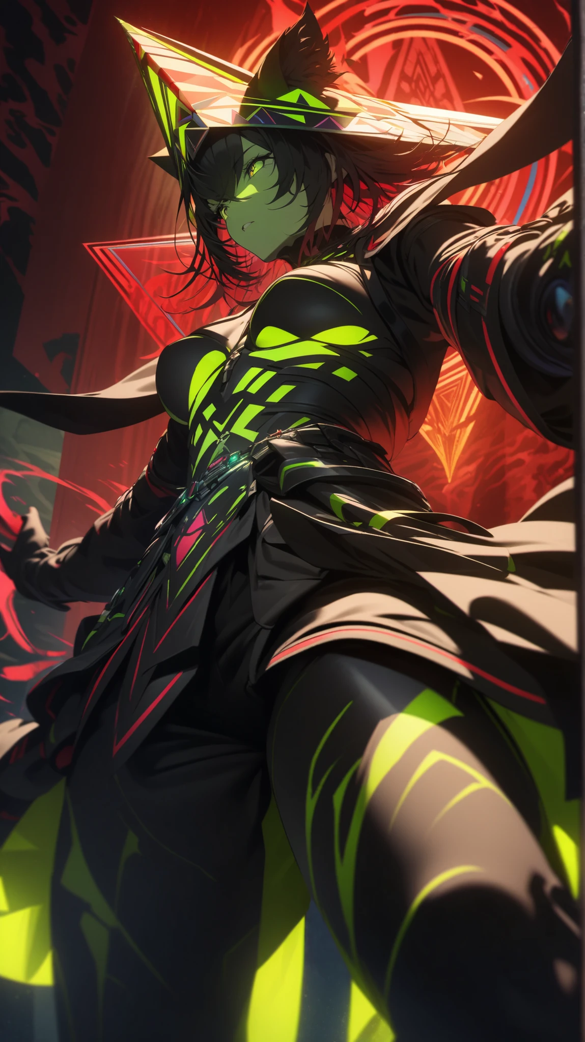Egyptian yellow green night , illuminescent piramid, shadows of palms SWIRL PSYCHODELIC BACKGROUND one character full detail,red pink black, uhd32k UHD high resolution, highres, professional photography, intricate details, masterpiece, perfect anatomy, cinematic angle , cinematic lighting, (dynamic warrior pose:1) and Yoshitaka Amano, Yoichi Akizuki, Yoji Shinkawaedgray, red graphite background, high detail poster UHD Official work japan style, high detail, graphitte background, red aura, moodyinnovation. aidmaMJ6.1rapid 8K Canon EOS Rebel SL2, EF100mm, f/2.8L, Macro IS USM ƒ/2.8, 100.0 mm, 1/1000 100