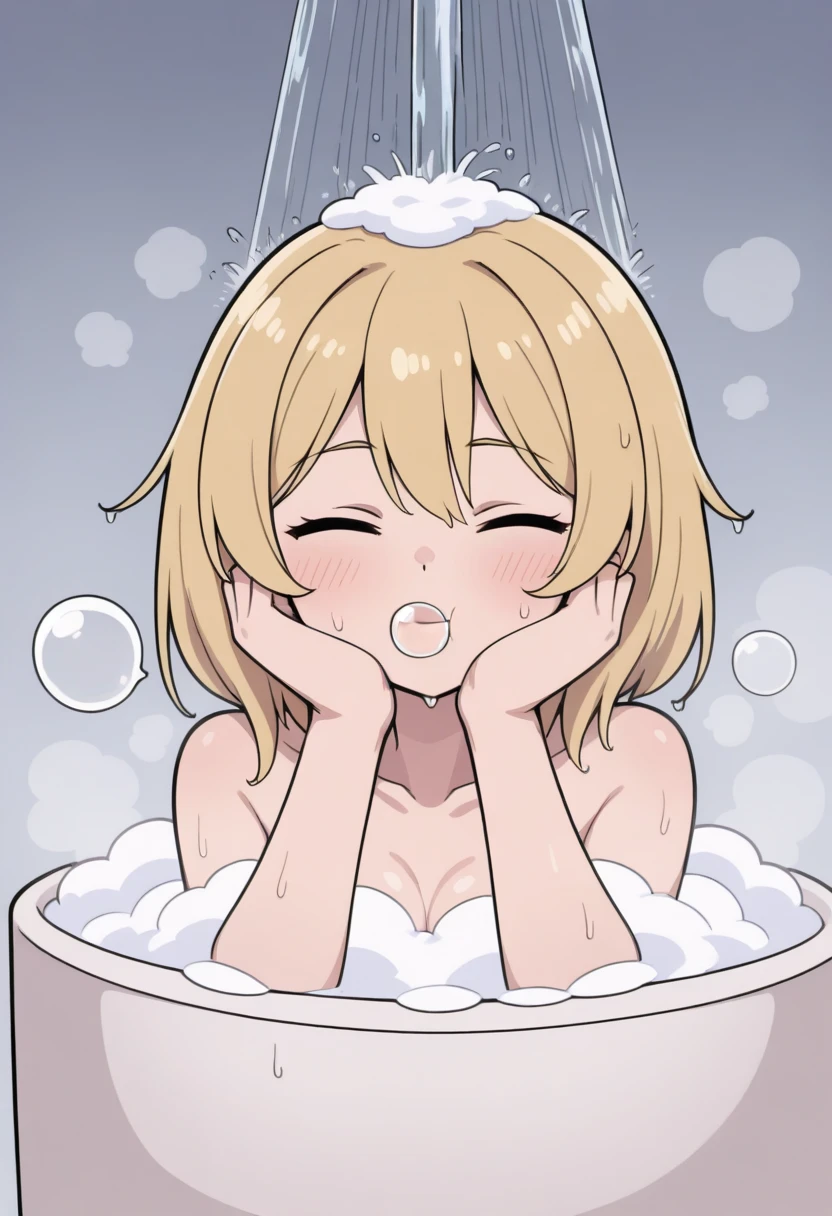 One、Wearing no clothing、Washing the body with a lot of condensed milk、Bathroom、Yellow Hair、Standard Bust Size、Eyes are dead、Are crying、Nipples、Pussy、A large amount of condensed milk is poured over the body、condensed milk on the face、Condensed milk on your hair