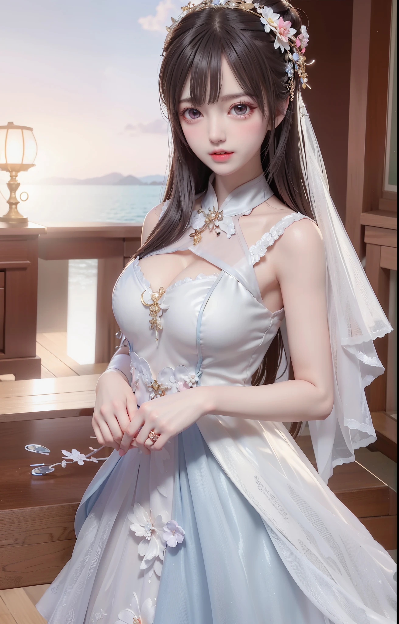 (,1girl, pov,best quality,masterpiece,  ) ,(((,1girl,cherry blossoms ,snowing, crescent moon, night sky, )))        <lora:DA_Priestess-Wedding-BloodSpell:0.6>
ultra realistic 8k cg, flawless, clean, masterpiece, professional artwork, famous artwork, cinematic lighting, cinematic bloom, perfect face, beautiful face, fantasy, dreamlike, unreal, science fiction, luxury, jewelry, diamond, gold, pearl, gem, sapphire, ruby, emerald, intricate detail, delicate pattern, charming, alluring, seductive, erotic, enchanting, hair ornament, necklace, earrings, bracelet, armlet,halo,