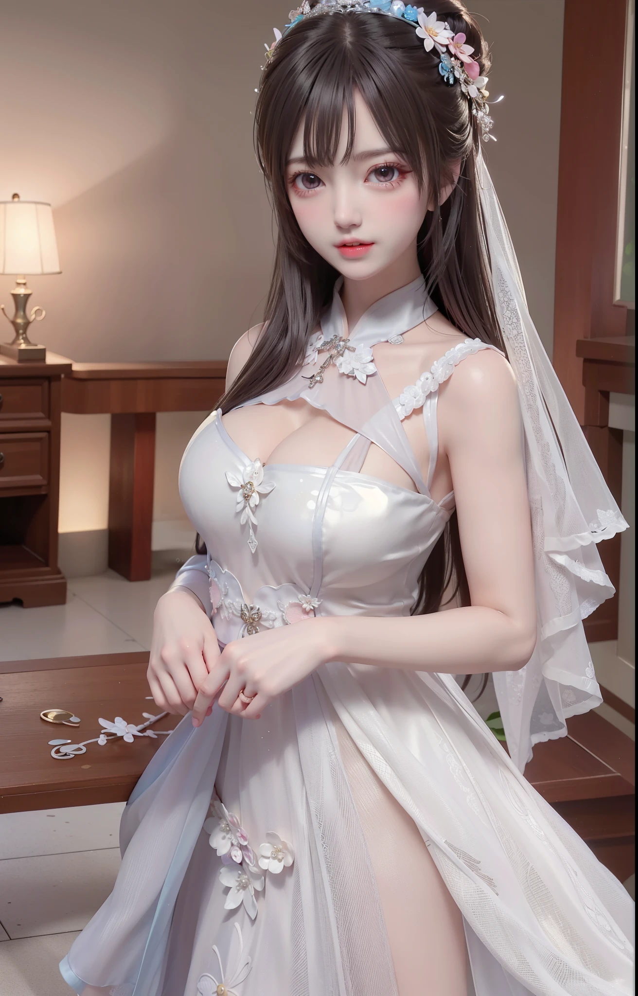 Masterpiece, Best Quality, Extremely Detailed 8k, Ultra HD, Ultra-detailed, Highly Detailed, Ultra High Realistic, Ultra-realistic, Hyperrealistic, Hyperrealism, (1girl:1.5), (Solo:1.5), (Beautiful Suzy:1.7), (Beautiful Cute European:1.7), Anatomically Correct, (Detailed Realistic Skin Texture), (Realistic Big Breasts), Slender Abs, (Closed Mouth:1.3), Nsfw, Dynamic Pose,