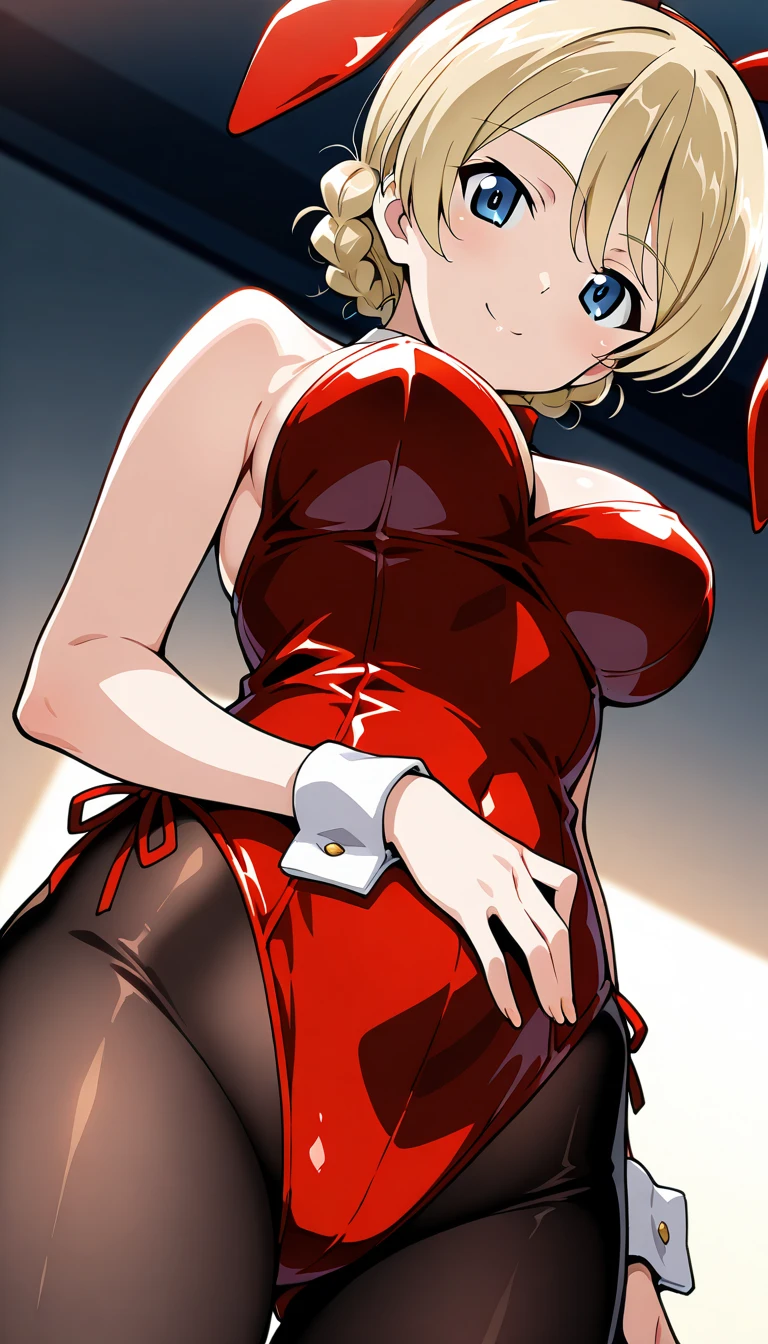 score_9, score_8_up, score_7_up, source_anime, 1girl, breasts, animal_ears, rabbit_ears, pantyhose, blonde_hair, solo, playboy_bunny, thick_thighs, forehead_mark, english_text, fake_animal_ears, red_leotard, wrist_cuffs, hands_on_hips, leotard, huge_breasts, tail, thighs, highleg, facial_mark, mature_female, rabbit_tail, bow, brown_eyes, highleg_leotard, curvy, cleavage, detached_collar, bowtie, covered_navel, bare_shoulders, tsunade_(naruto), strapless, ponytail, strapless_leotard, red_nails, speech_bubble, fake_tail, nail_polish