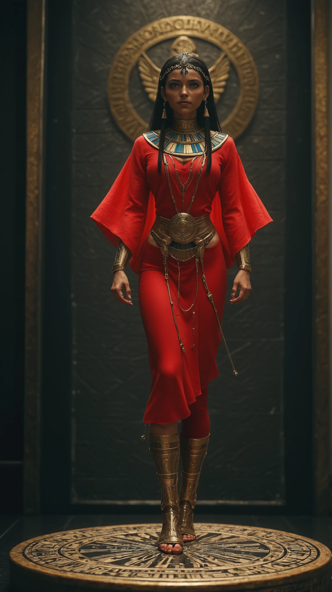 Egyptian yellow green night , illuminescent piramid, shadows of palms SWIRL PSYCHODELIC BACKGROUND one character full detail,red pink black, uhd32k UHD high resolution, highres, professional photography, intricate details, masterpiece, perfect anatomy, cinematic angle , cinematic lighting, (dynamic warrior pose:1) and Yoshitaka Amano, Yoichi Akizuki, Yoji Shinkawaedgray, red graphite background, high detail poster UHD Official work japan style, high detail, graphitte background, red aura, moodyinnovation. aidmaMJ6.1rapid 8K Canon EOS Rebel SL2, EF100mm, f/2.8L, Macro IS USM ƒ/2.8, 100.0 mm, 1/1000 100