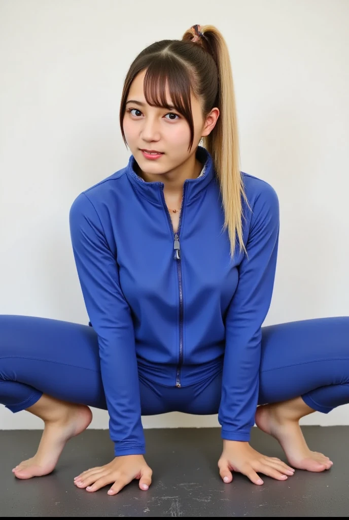 ((The highest Quality, 16k, Masterpiece), (female:1), (shabby torn, colorful surf body suit), full body shot, (lay down on the floor), ((Mature Woman)), Emphasized, (Shabby and Messy abandoned house), (yawn and closed eyes face), (zoom out angle), High Definition, High Resolution, Portrait, Japanese, spill out ultra huge cleavage from suit, (showing shaved armpits),