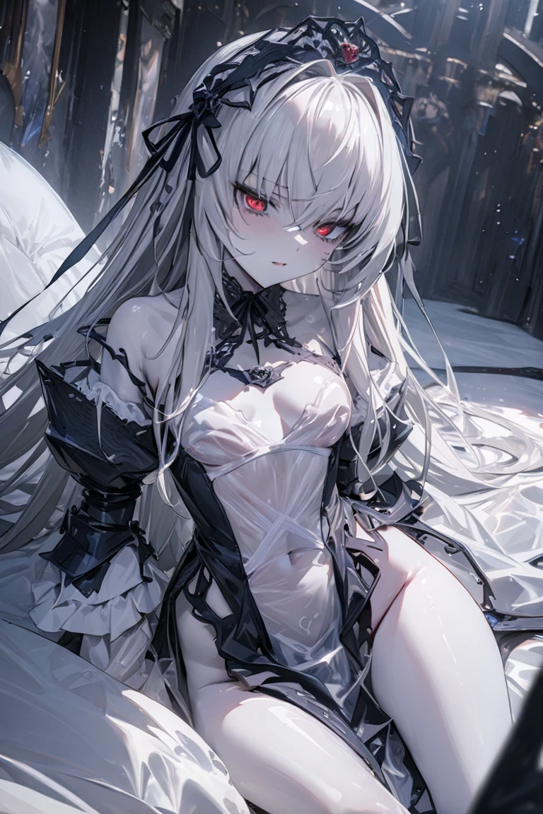 (masterpiece、Highest quality、Highest quality、Official Art、Beautiful and beautiful:1.2)、(One girl:1.3)Hatsune Miku、Twin tails,Beautiful breasts,((orange and white hair)),(Short Straight Hair),((She is wearing a mask like one would wear at a masquerade ball.........)),((Eye covering mask)),((Show off your body line beautifully、One-piece dress with a flowing silhouette.,orange and silver and black dress)),(Flared sleeves),((corset)),((The hem of the dress is long enough to reach the ground.)),(A chaotic worldview mixed with black, orange and silver),(Tartarus),(Hellish world),((abyss)),((Have the hem of the dress、please accept me as a nobleman&#39;Daughter of....)),(Sad face),((The hem of the dress sways as if dancing........))