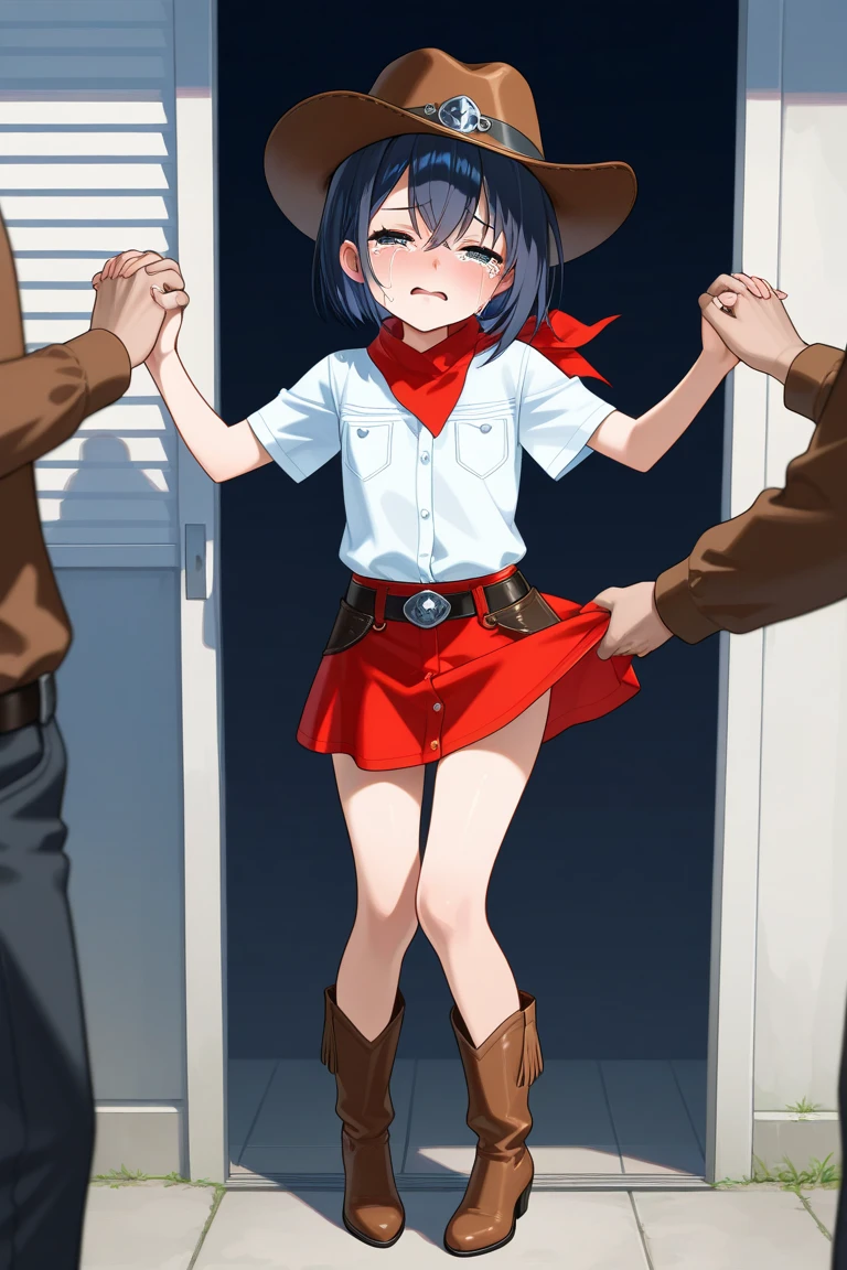 (((1 girl naked))),((The Old Wanderer's Clothes)) , (((8K,2 thousand.))),(tmasterpiece))), (((beste-Qualit))), (Ultra-detailed) ((highly detailed CG illustration)), ((Extraordinarily gentle and beautiful face)),,a 1girl,( ConceptArt) , , (tmasterpiece:1.2), (beste-Qualit:1.3),(((CHARACTERS OF THE POST-APOCALYPTIC WORLD OF THE WASTELAND))), ((( Post-apocalyptic wasteland))), ((( Extremely embarrassed face))),, ((((Very red embarrassed face) ))), (((hides large breasts))), ((((hid around the corner)))) , (((hide-and-seek))), ((grimalkin)),((((leaning )))), ((((The eyes are drawn in the style of manga)))),(( The viewer between the legs )) , ( big breastes), ( red hair and eyes in the style of manga) , ((((Chest shakes when running)))), ((red streaks of blush on the cheeks and nose)), (sad eyebrows), ((The most brutal face)), ((((Stooping, Standing on the ground)))), (((Looks to the side))), ((((Interaction with clothing)))), ((((Undressing another)))), (((( Naked and dressed version of a girl)))), (((frightened face)))