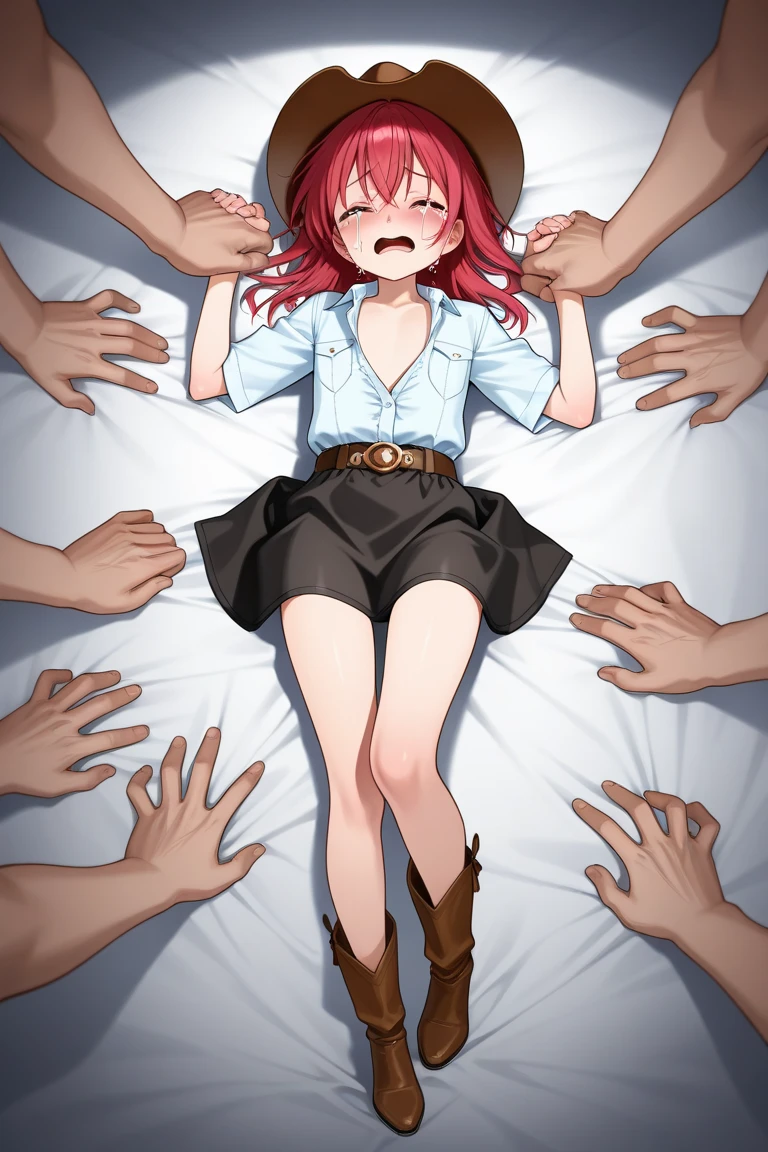 1girl, pretty, wicked smile, hot, sexy, expressive face, expressive eyes, sex, blushing, lewd, taunting, full lips. looking at the viewer small breasts, small hips, small waist, loli, young girl (best quality) (best detail) girl, teasing expression, pouting, full school girl uniform, modestly covered, skirt., long hair, bratty., by nyantcha, ThiccWithaQ art style, not naked, fully covered chest, sex with a big older man, moaning, getting manhandled, molested, DDLG, daddy, kink, getting groped, sex with old man, touched by old man, forced sex, sensual, rape, 1man, tan girl, only 1man, only 1girl. 1 view, 1 angle