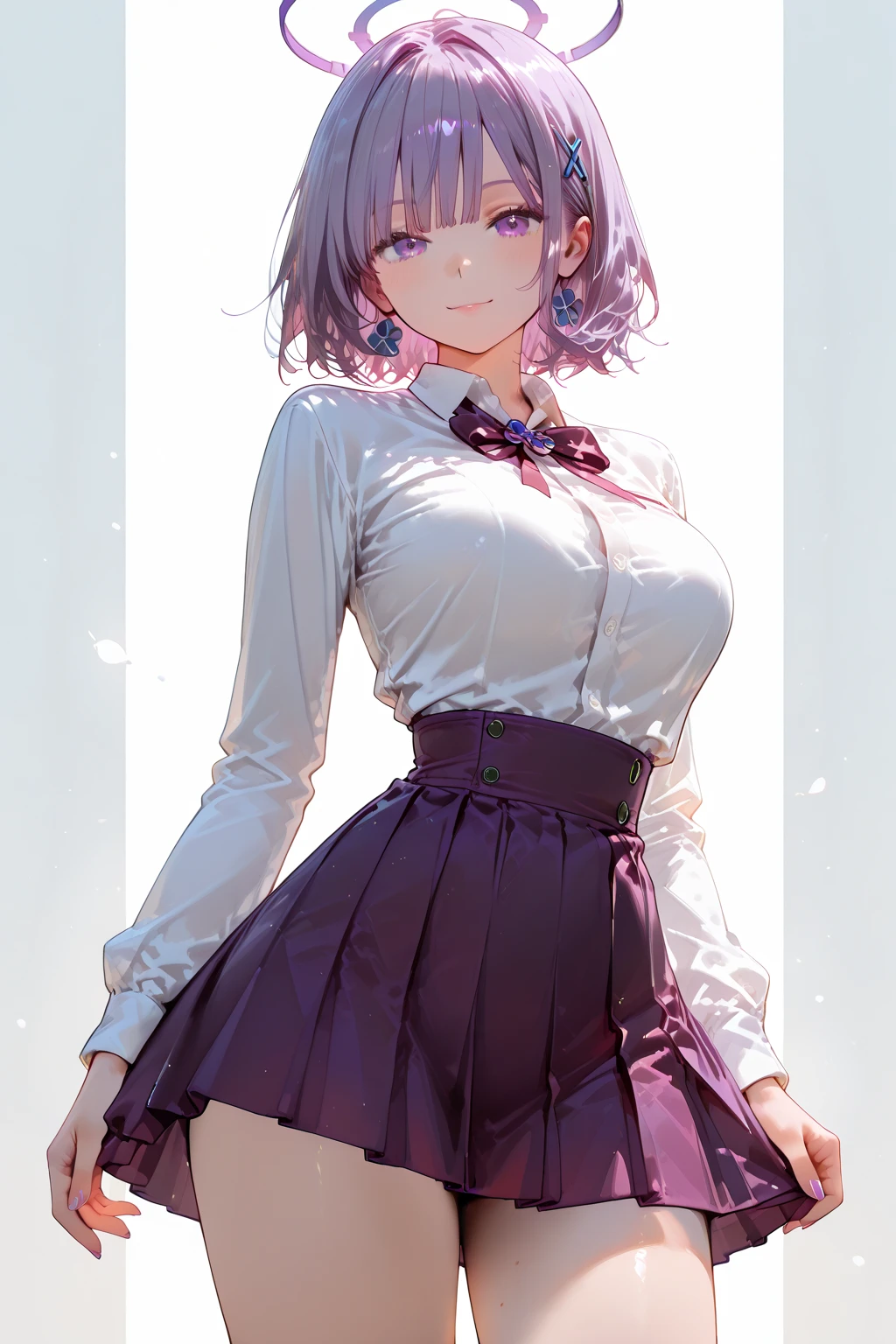 Shirt with thin straps, mini skirt, whitebackground