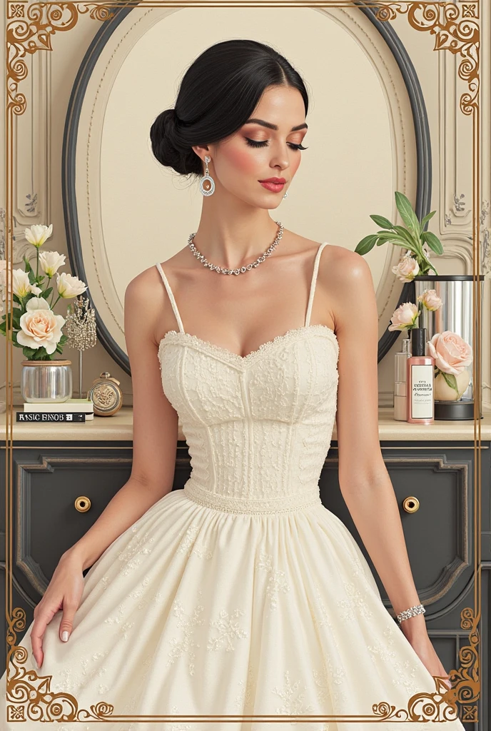 Feminine, high detail and quality, 8K Ultra HD, 3D, beautiful woman, plump, night, mysterious rose, fashion magazine cover, seamless pattern, neutral pastel colors, mysterious off-white world, fabric art, art station, (a large number of detailed designs in pastel style that combine magic and fantasy: 1.3), splashes, wallpaper design aesthetics, white tones, realistic, super realistic, full color and impressive.
