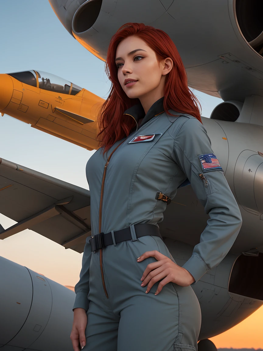 (8K,Photorealsitic Raw photography top-quality;1.4) (1 mature female) Super beauty (Lifelike face) Mature woman sitting inside cockpit of Italian fighter jet Red-haired woman in Italian Air Force pilot suit Air Force non-commissioned officer Beautiful expression real looking skin 超A high resolution Precise cockpit details a smile Inside the cockpit of a fighter aircraft enticing A sexy