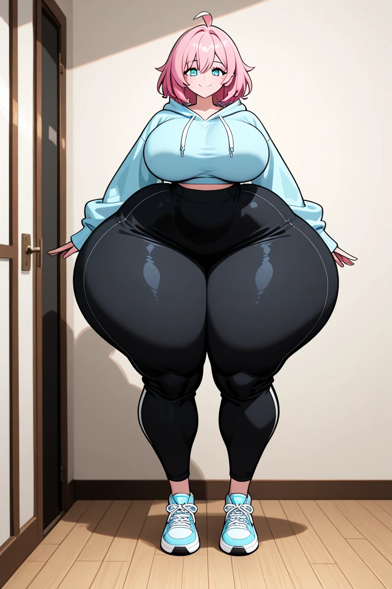 1girl, solo, jenny, Very Big tits usando uma legging preta 