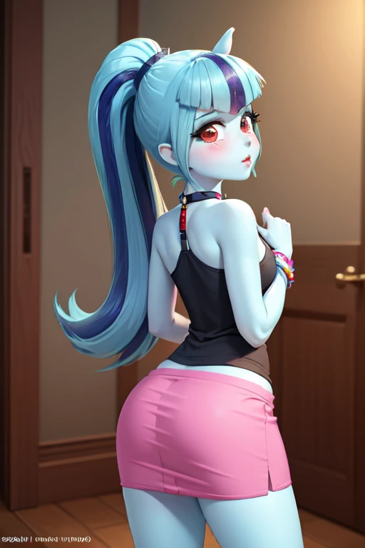 there is a cartoon picture of a woman with a unicorn tail, commission for high res, anthropomorphic mare, celestia, mlp fanart, pov furry art, rendered in sfm, pearlescent skin, oc commission, pink twintail hair and cyan eyes, doing a hot majestic pose, [ 4 k digital art ]!!, changelingcore