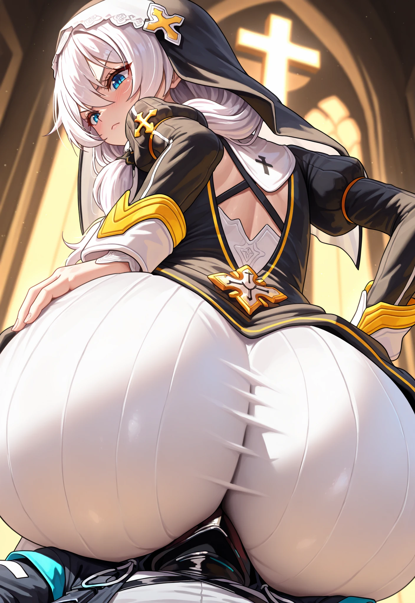 (melhor qualidade,ultra-detalhado,illustration,Obra de arte:1.2), 1 mulher, Maduro, detailed facial features, cabelo solto, serene expression, elegante , confortable clothes, soft lighting, cores vibrantes, peaceful atmosphere, skirt to the waist, wearing pantyhose, seios largos, magra