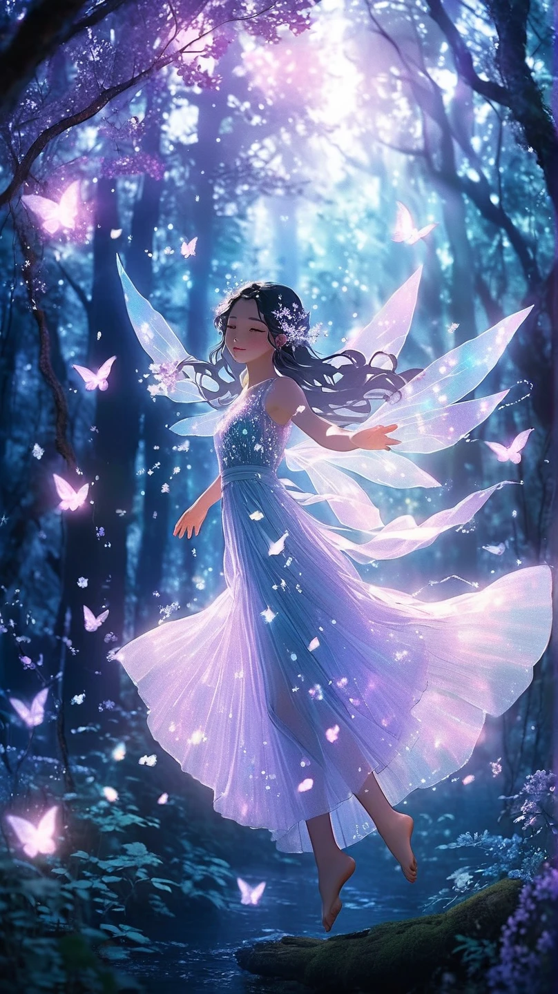 beauty, fairy feathers, glitter, bright smile, iridescent, light, flower garden, halo -, magic in hand-auto --s2