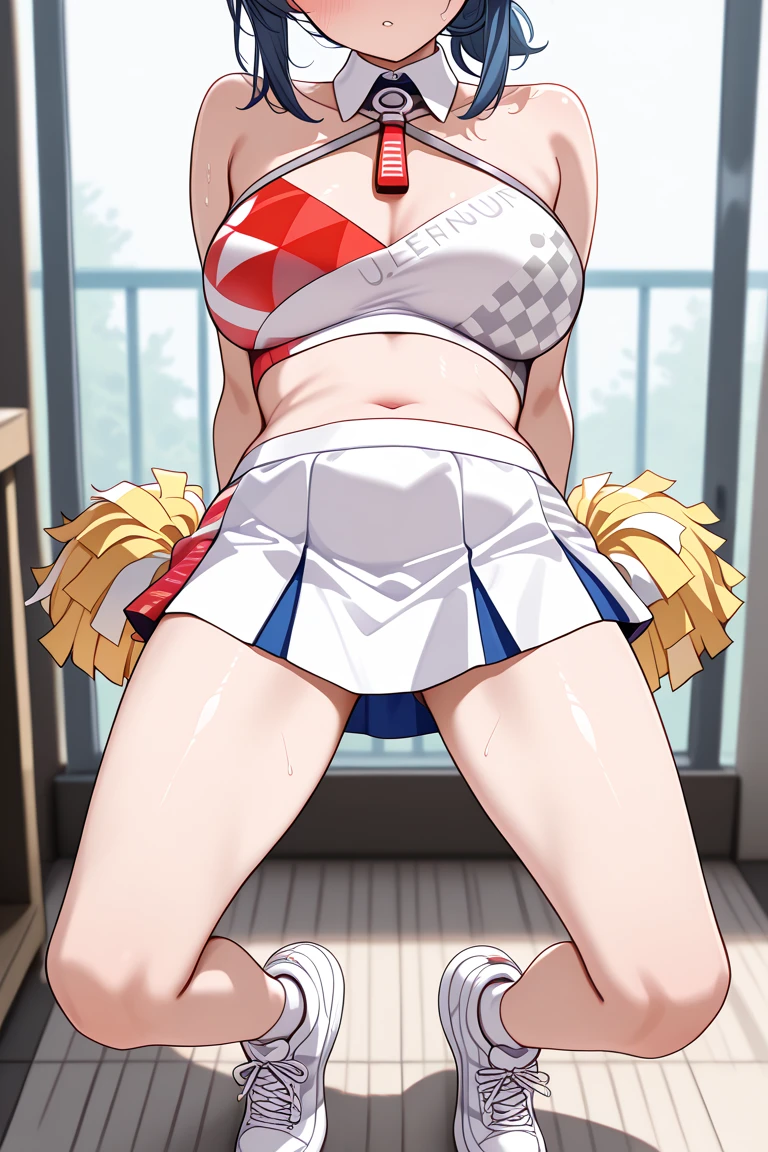 Highest quality、High resolution、Detailed Background、Beautiful face in every detail、Teenage beauty、Light color hair、Braided bob cut、ponytail、Perfect body line、Big Ass、fly in the sky、Cheerleader、I support you、(Pom-pom:1.2)、
(笑顔で大空にジャンプしているCheerleaderの少女:1.5)、
I support you、Sexy Costumes、Sexy Cheerleading Costumeini skirt、Emphasize underboob、Angle from below、Healthy thighs、Healthy Beauty、With legs apart、cute