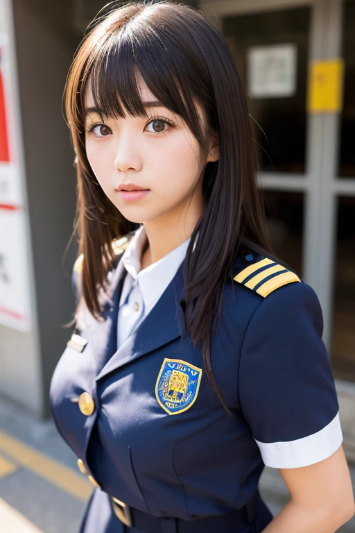 hightquality、masterpiece、ultra res、a beauty girl、cute girl face、police officers、Wearing police officer clothes、full bodyesbian、Famous actresses of Japan、very beautif