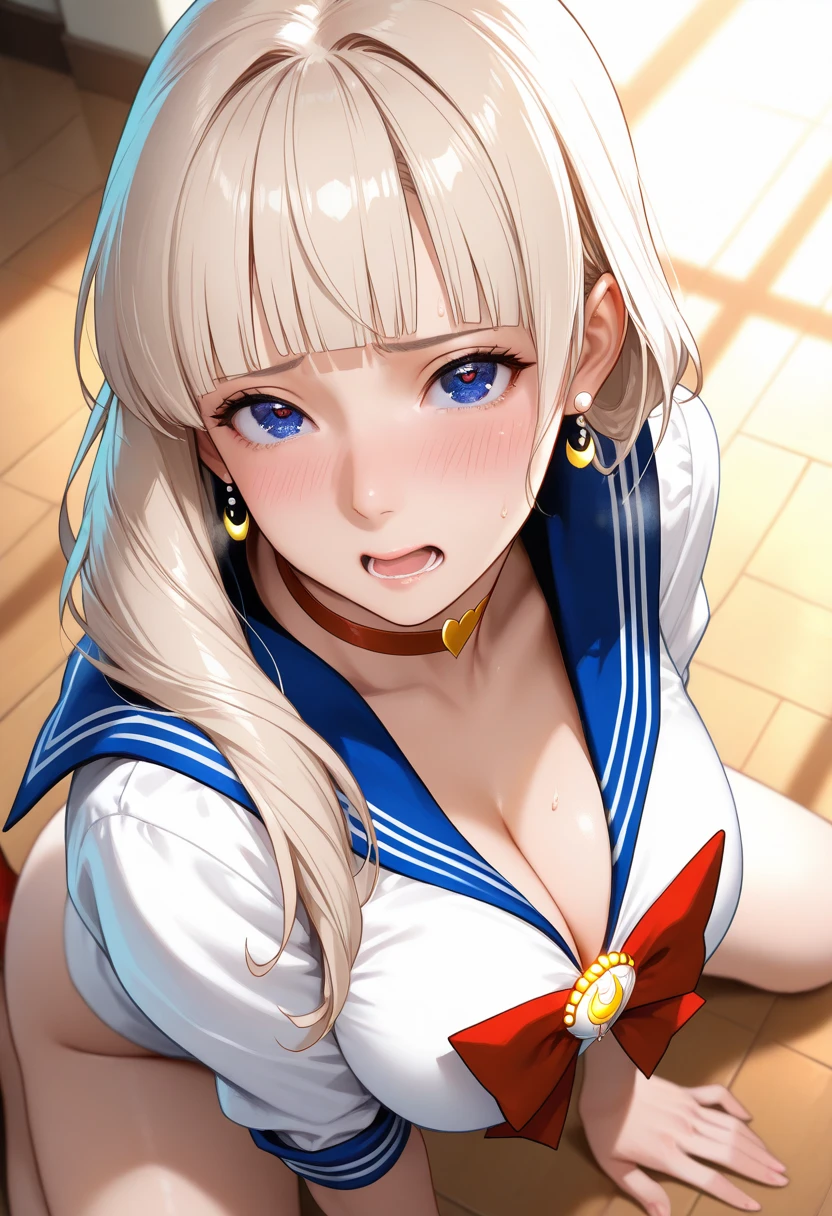 (masterpiece:1.2、Highest quality、Tmasterpiece)、(1 female)、alone、classroom、Day、(Squat:1.2)、whole body、beauty、blonde、Twin tails、blue eyes、(Sailor suit:1.4)、(Dark Skin:1.4)、break、Big Breasts、Long sleeve、lipstick、(pantyhose:1.2)、weaty、choker、blush、Covered breasts、Bangs braids、(Long Tongue:1.6)、((口を開けてフェラface:1.3)),(Spit drips:1.2)、(Hand gripping penis:1.2),(Blowjob pose:1.2),(Looking up:1.4),(forget oneself:1.4),(Open your mouth wide:1.2),(face:1.3),(Serve your boyfriend:1.6)