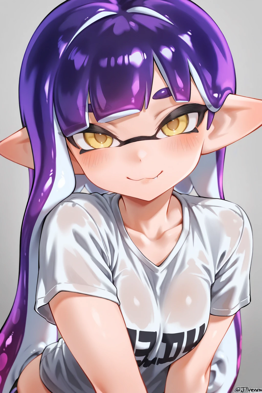 masterpiece, best quality, looking at viewer, upper body, portrait, looking at viewer, seductive smile, put your hands behind your head, armpits, armpits visible, sweaty armpits, medusa, very large breasts, long purple hair, wearing black bikini, wearing glasses,
