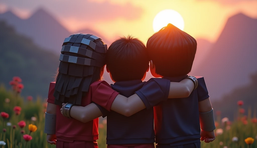 Aerial view angle shot of two crying boys hugging each other, siblings a boy wearing Israel flag colours of blue and white hugging a boy wearing Palestinian flag colours of red and green, parents fighting in the background,  surrealism art, abstract art, cinematic lighting, artgerm style, 32k, ultra HD, unreal engine rendered, hyper-realistic image, --auto --s2