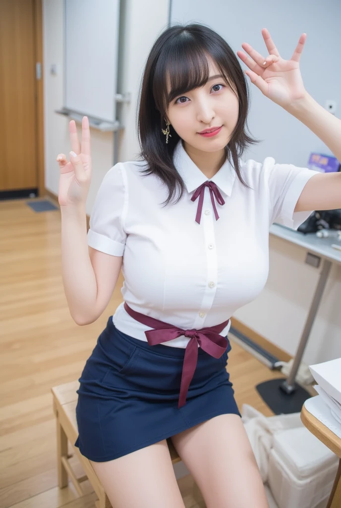 女の子1 person, alone, Highest quality, 8K, Japanese women photos, 17 years old, kindergarten teacher, Short Bobな黒髪,, ((plump)), ((Big Breasts)),Tight clothing,Close Relationship,, The best smile,Grow eyes, Shining happiness, Caring personality, Sweet feminine aura, Calm but firm attitude, I have a few freckles on my cheeks, A spirit of warmth and joy, Discreet and perfect for class,Eyes shining with devotion, a humble and dedicated kindergarten teacher, 1 person,超Big Breasts,Big Breasts,Close Relationship,mini skirt,Short Bob,Short Bob,Short Bob,17 years old,It's heartbreaking.,Cute pose,Cute pose,Purikura,Purikura,Finger Heart,The whole body was photographed,The whole body was reflected,Inside the kindergarten,超Big Breasts,Big Breasts,Big Breasts,It's heartbreaking.,I can see your chest,Emphasized breasts,Big Breasts,Big Breasts,Tight clothing,mini skirt,Bangs,business suit,Tight shirt,Button up your shirt,Collared shirt,Inside the kindergarten,Two-shot of the couple